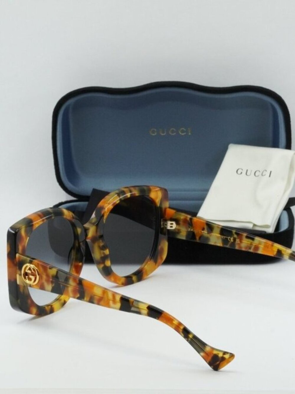 Gucci GG1257S 004 Women Butterfly Sunglasses - Havana / Blue - Picture 6 of 10